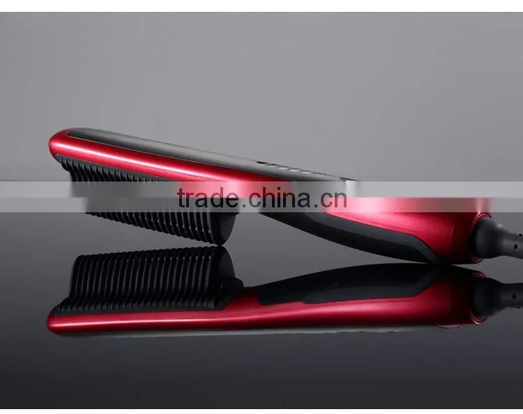 plastic Ionic electric hair straightener and curl comb/hair growth massage comb