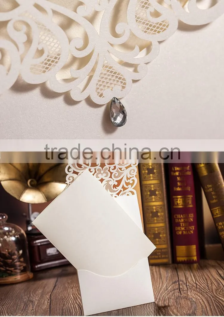 2015 Hot sell laser cut hollow wedding invitation card