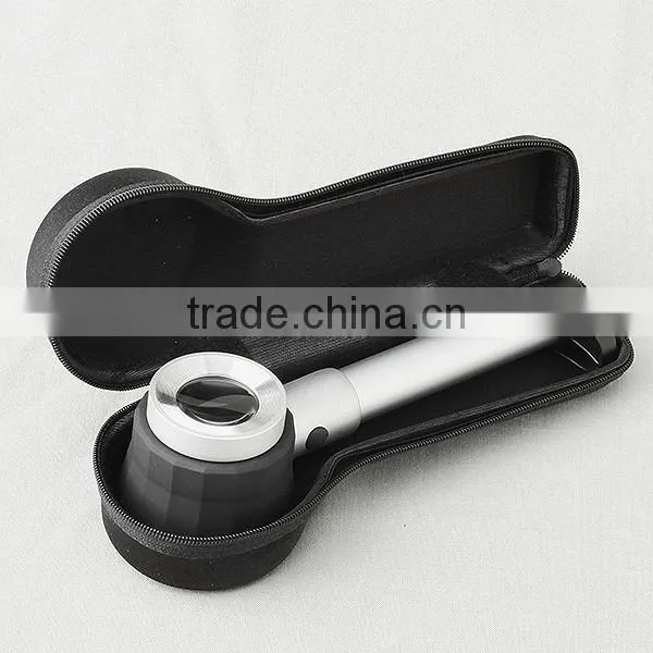 10X Handheld LED Optical Glass Magnifier with Scale Magnifying Jewelry Loupe