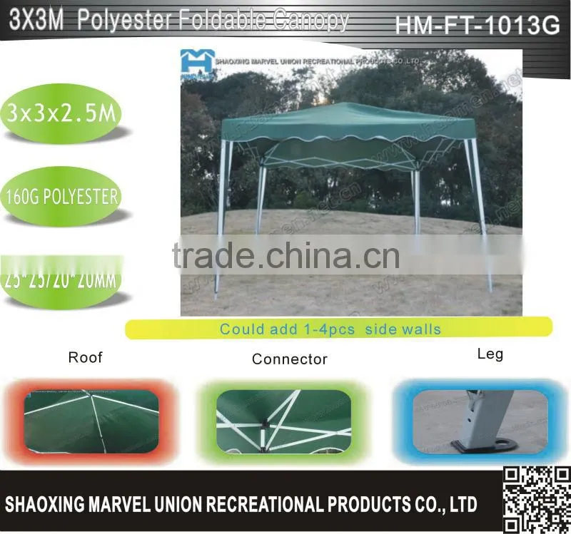 Green Polyester Foldable Garden Canopy 3x3m