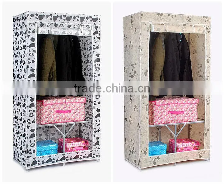 Single Canvas effect Wardrobe Clothes Storage Cabinet