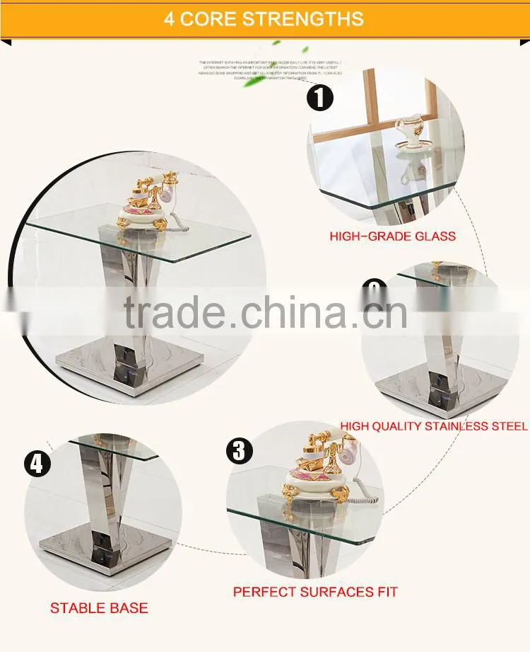 D407 Cheap price Stainless Steel Glass end Tables