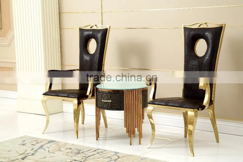 Luxury high quality new design stainless steel dinning chairs A02-2G