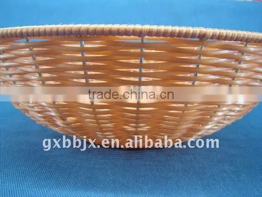 Brown/cyan plastic rope weaving and iron frame storage tray