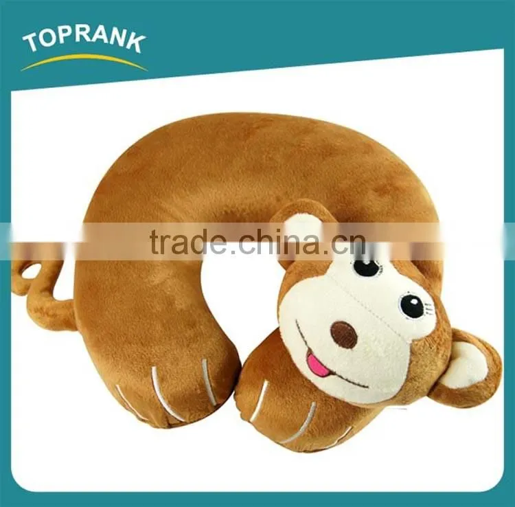 Toprank Cute Plush Monkey Pig Cat Design Memory Foam Travel Pillow Adult Animal U Shaped Travel Neck Pillow