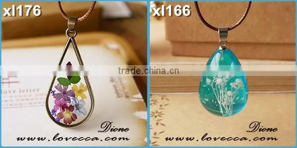 2016 fashion clear resin orb globe real dandelion seeds flower pendant necklace jewelry design