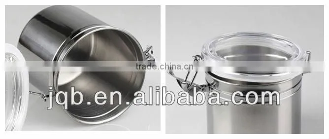 4pcs different size airtight stainless steel sealed cans sets with plastic lid