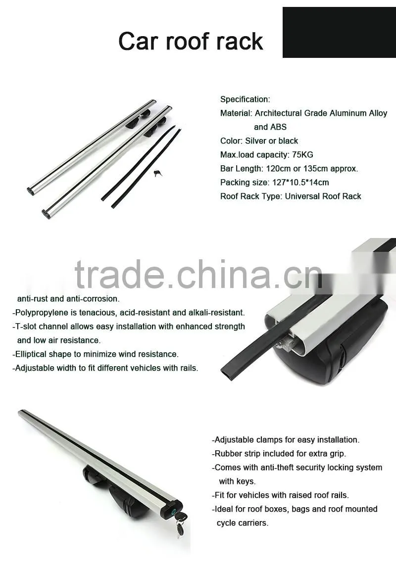Universal Lockable Aluminum Alloy Car Top Roof Rack Cross Bars Rails