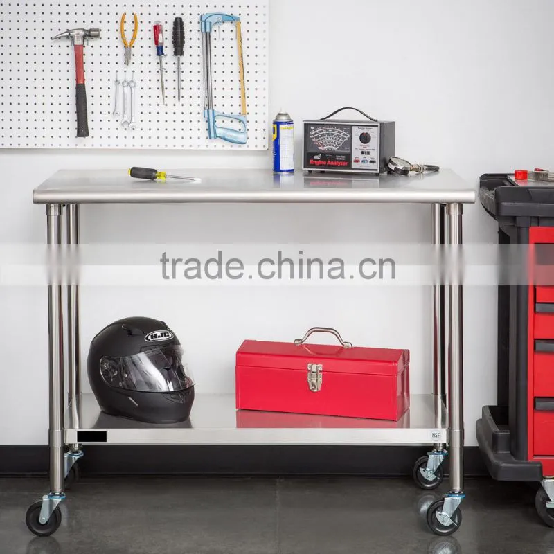 Stainless Steel Work Table with Wheels and Storage