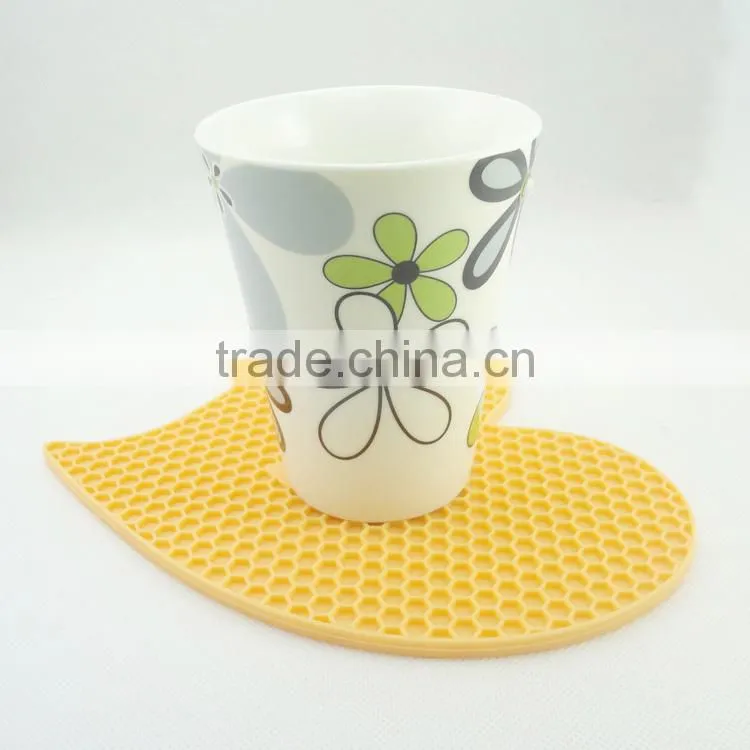 Lover heart cellular shaped Heat Resistant Silicone Pot Holder/Mat/Pad/Trivet/Coaster