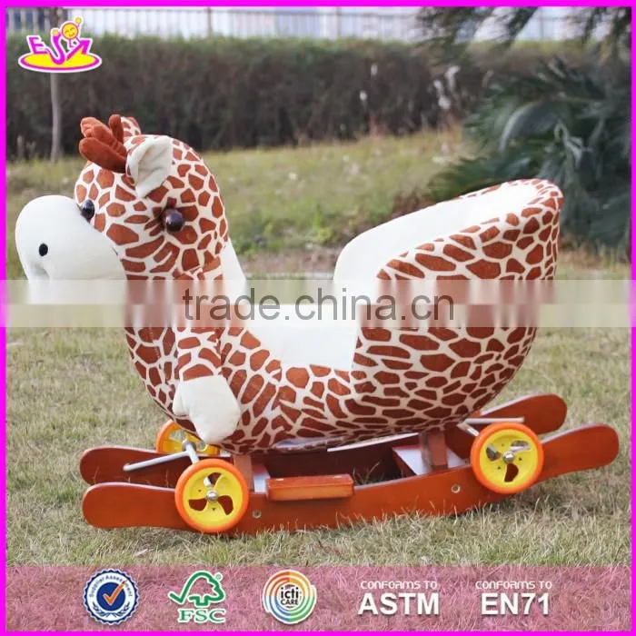 2017 Top fashion toddlers wooden rocking horse with wheels W16D081