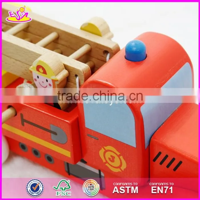 2017 New design children wooden fire truck toys W04A289