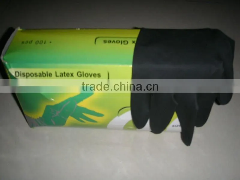 Black Latex Textured Tattoo Gloves--Powder Free