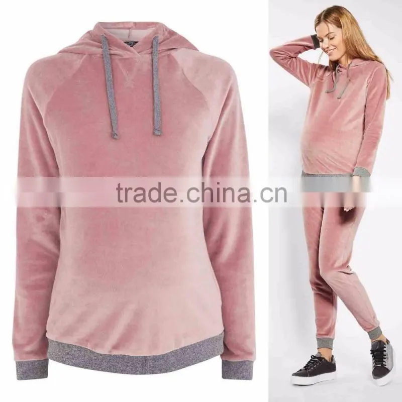 Maternity Wholesale Velour Hoodie Oversized Sweatshirts Pullover Hoodies without Pocket Custom Made