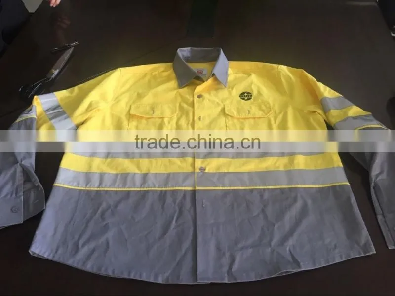 Polycotton his vis working uniform jacket pants reflective safety Coverall Workwear