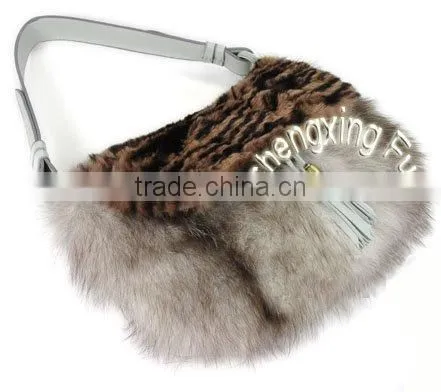 CX-H-20 Genuine Rabbit / FoxFur Leather Handbag