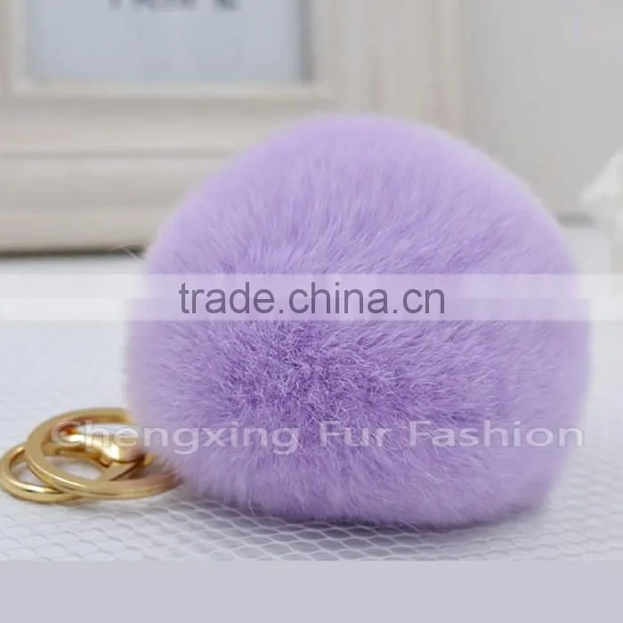 CX-R-09 Genuine Rex Rabbit Fur Keychain - BLACK