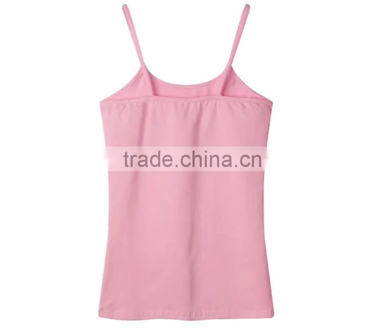 high quality various color cotton/spandex spaghetti strap women white tank top