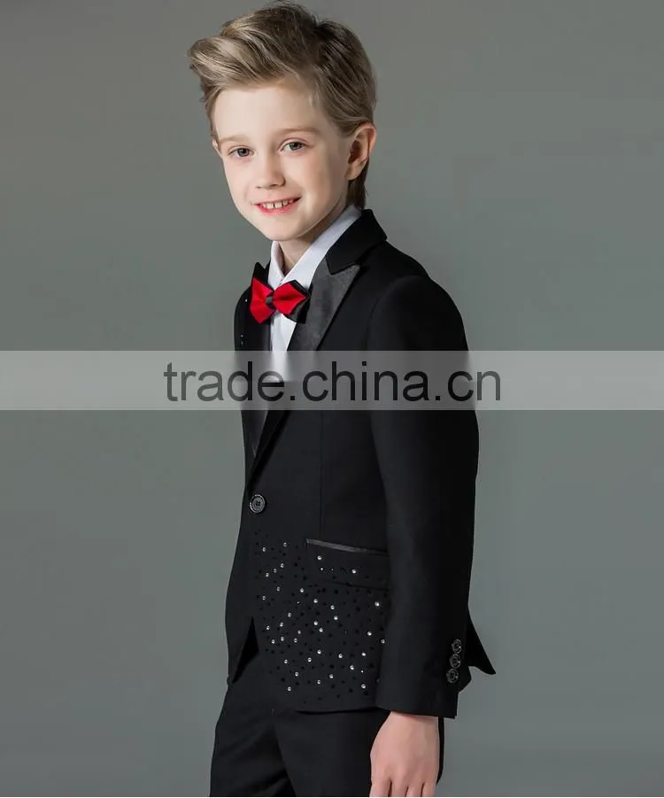 ELPA slim black fancy 3 piece designer kids boys suits