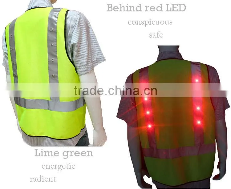 LED high visible workwear vest reflective and lighting