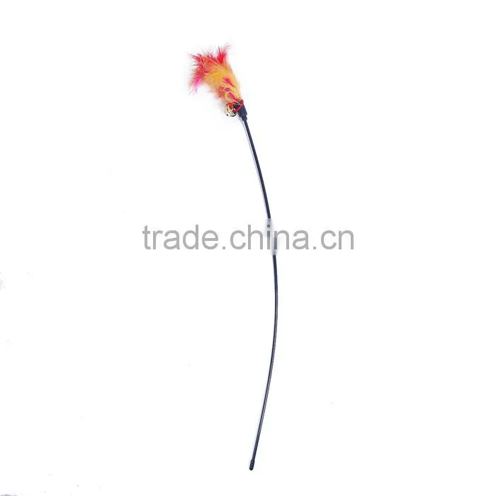 Plastic Wand Pet Teaser Feather Multicolor