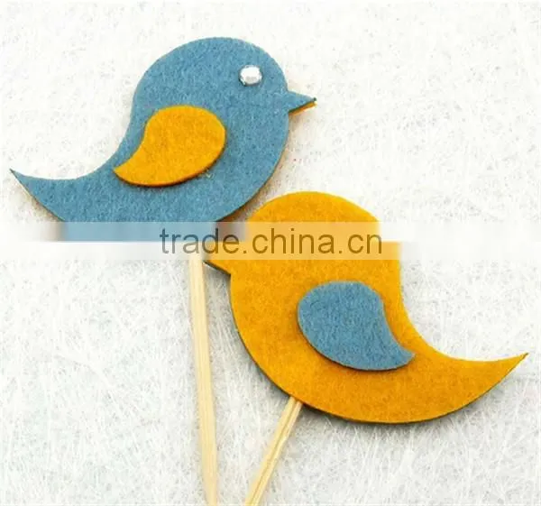 10 Handmade Felt Bird Cupcake Topper Cake Decorations Birthday Baby Shower