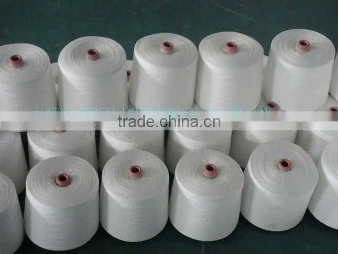 raw white 100% spun polyester sewing thread yarn 30/1 in paper cone