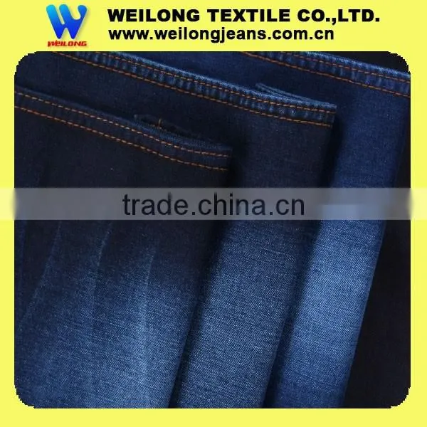 Indigo Cotton Spandex French Terry Knitted Denim Fabric for Jeans