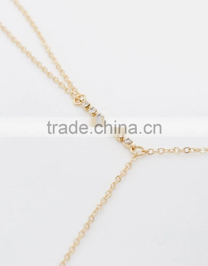 Ladies Sexy Crossover Gold Body Belly Waist Chain Bikini Beach Harness Necklace