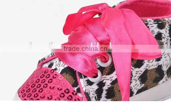 new design leopard sequins print baby girl shoes