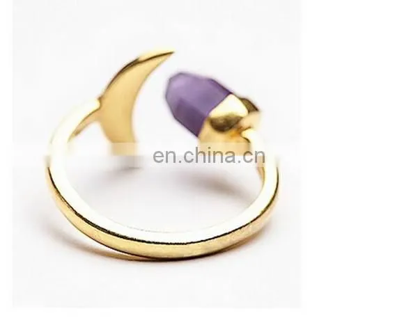 Moon Shaped Amethyst Knuckle Rings Hot Sales