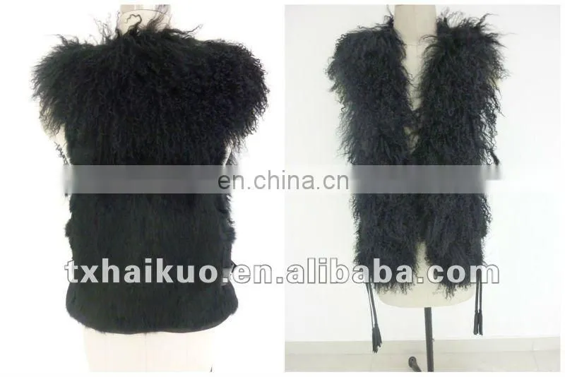 Ladies black fur vest with snap button