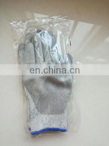 en 388 level 5 PU cotton cut resistant work industrial safety gloves