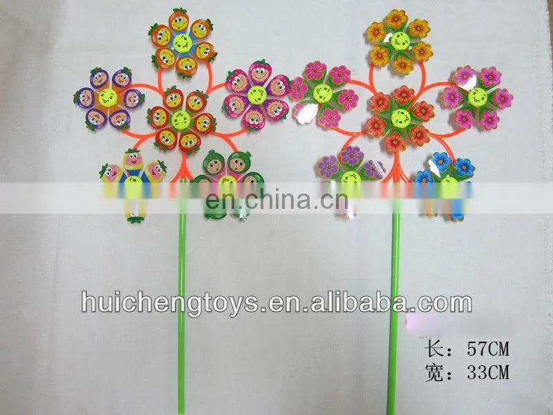 Six plastic fanny faces and flowres pinwheel HC101391