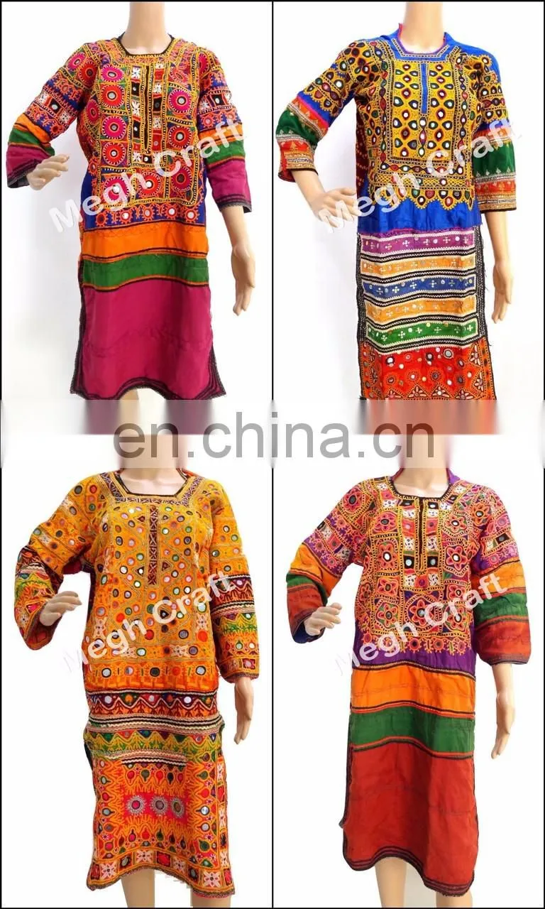 Vintage Handmade Balochi Dress With Tassels- Balochi Tribal Ethnic Coins Dress Handmade Kuchi Dress Ghagra Choli