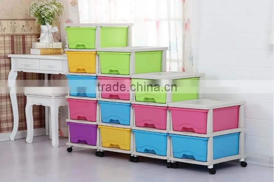 2016 hot selling new style colorful 3 tier detachable plastic storage drawer, locker, cabinet