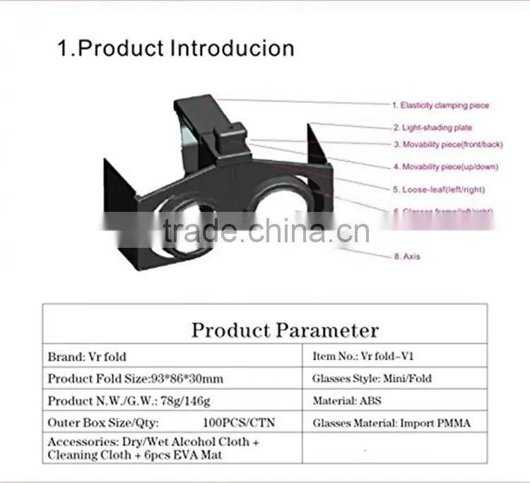 2016 Super hot wholesales For phone Cheap Portable VR fold folding LC-VRF1