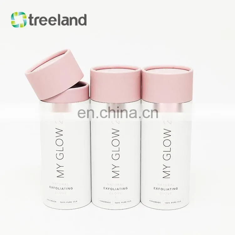 Round Pink Paper Tube Clothing Packaging Customized Telescoping Paper Tube with Rolled Edge Bio-friendly Cylinder Canister