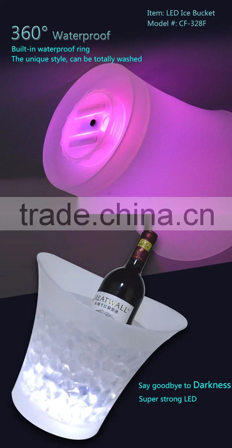 Plastic Material waterproof color changing LED party bar ice bucket