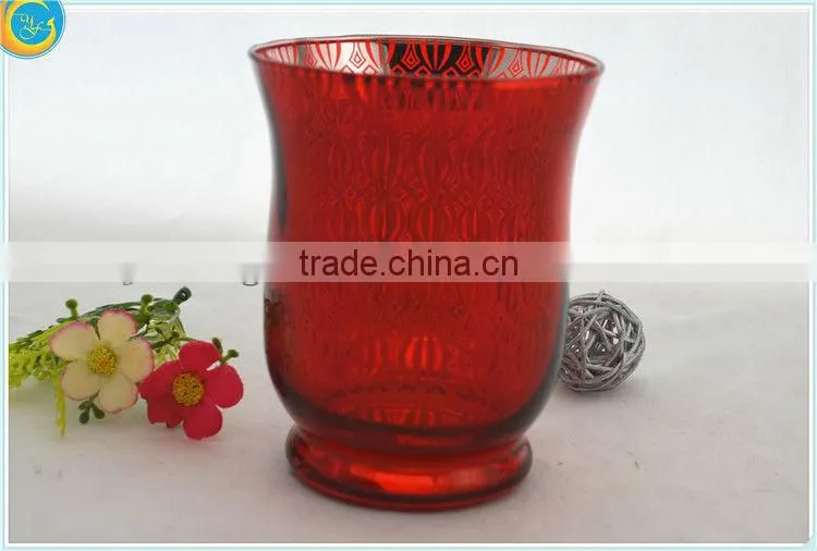 red electroplated glass candle holder