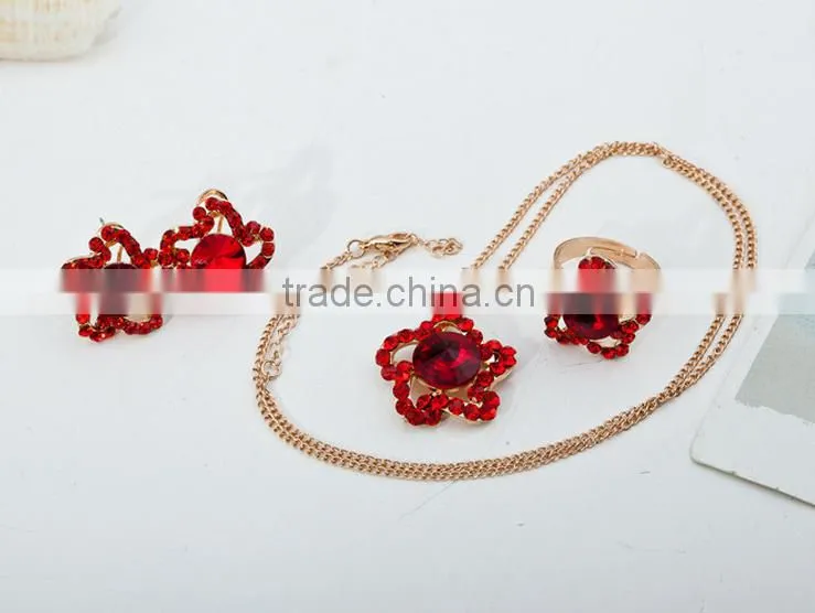Bridal Ruby Red Necklace Earring Set Lateat Design Jewelry Set