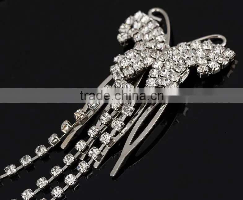 Wholesale newest boutique fashionable custom vintage diamond tasseles hair accessories