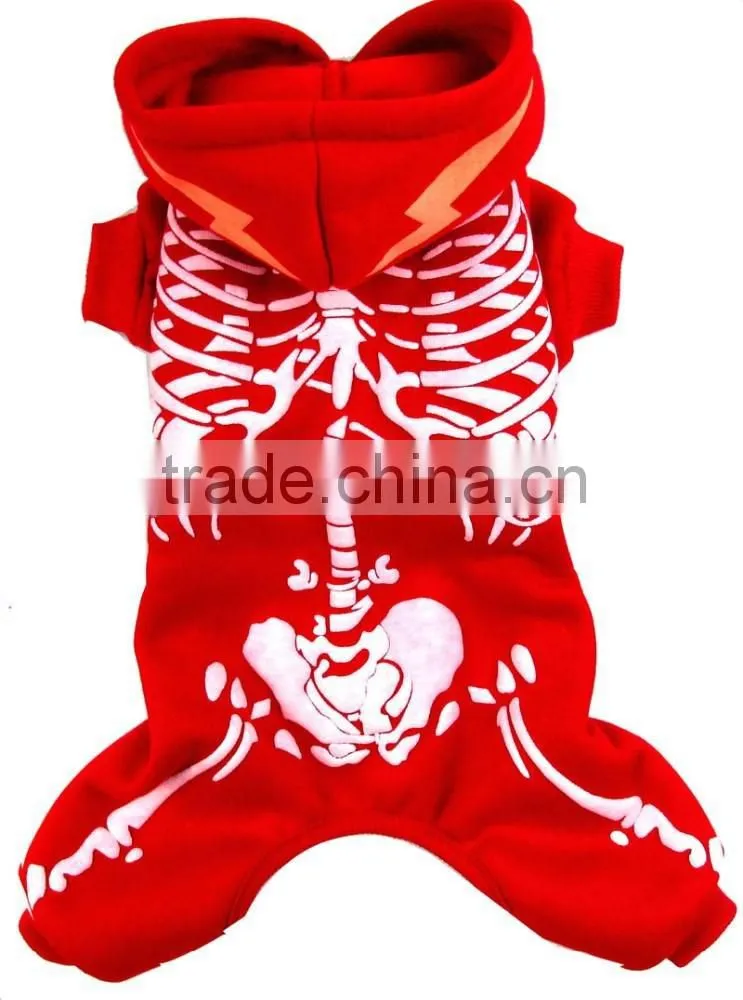 Wholesale Luminous shock dragon Spring Autumn Single Layer skeleton Pattern Red Dog Clothes Pet Garment