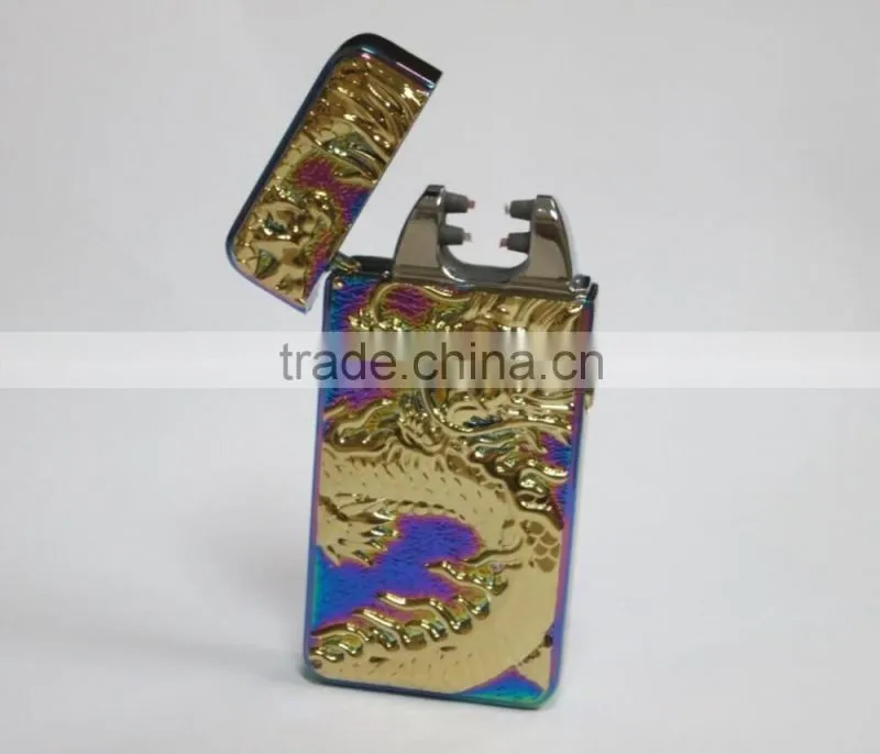 Usb Charging Windproof dimensional relief Lighters Double Arc Pulse Arc Electronic Cigarette Lighter for male and female present