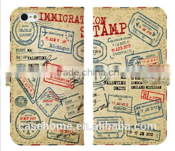 Printed patterns Wallet Flip PU Leather case For iPhone4 4s 5 5s 5c 6