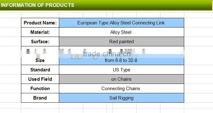 European Type Alloy Steel hammer lock Connecting Link