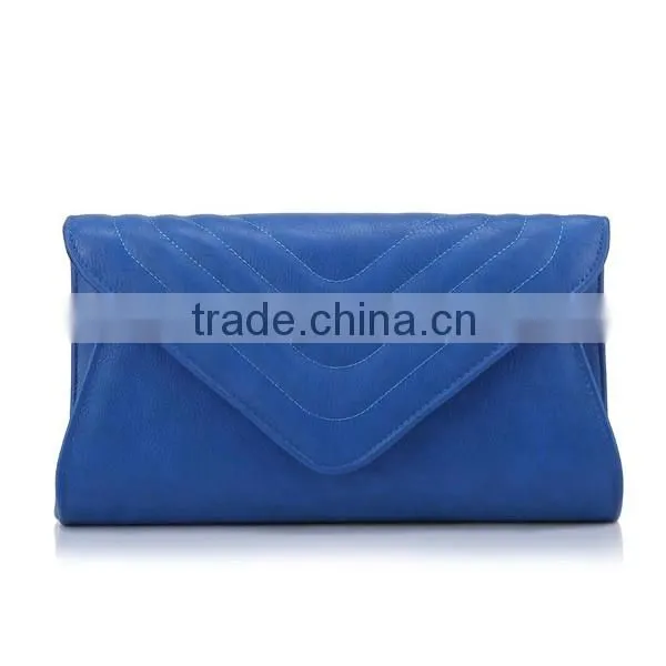 Medium women Genuine Leather Evening Bags Hidden-clasp Chain Shoulder Strap Clutch Bag