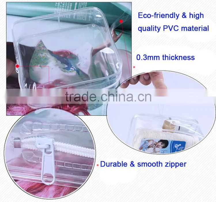 Round clear pvc bag with zipper,custom tranparent pvc gift bag