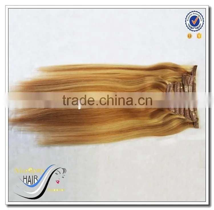 Wholesale clip in human hair extensions piano color hair clip in