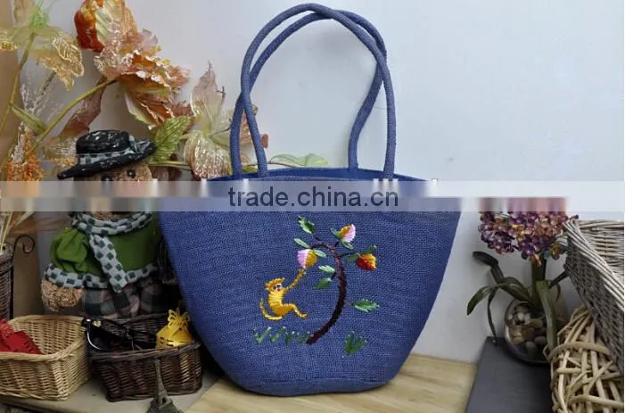 hot sale fashion cheap straw kids beach bag